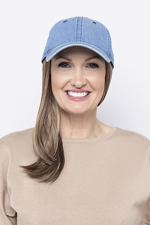 Perma-Rite Long Hat caps med hår denim justerbar