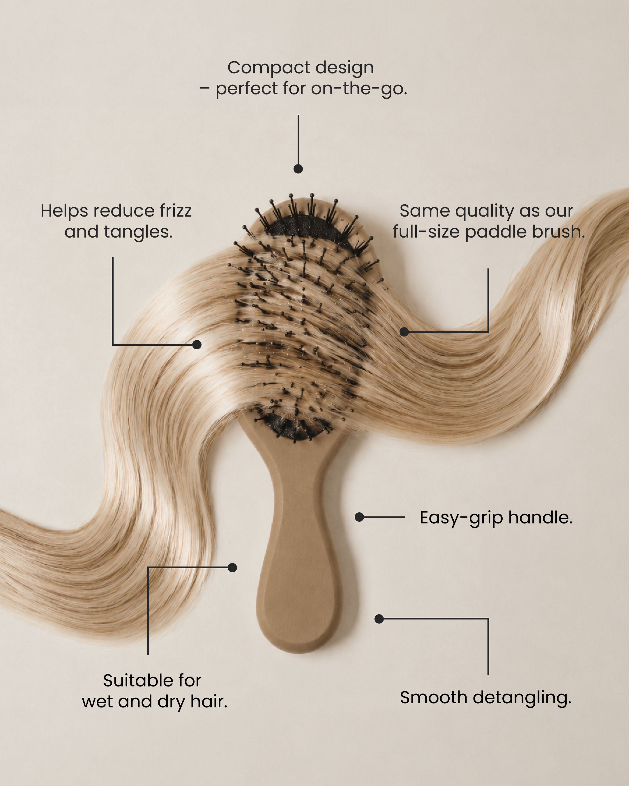 BHBD Mini Paddle Brush padlebørste mini villsvinbust