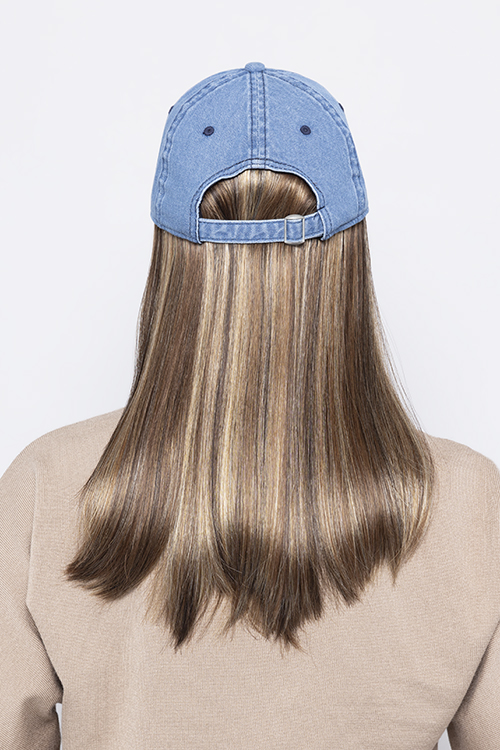 Perma-Rite Long Hat caps med hår denim justerbar