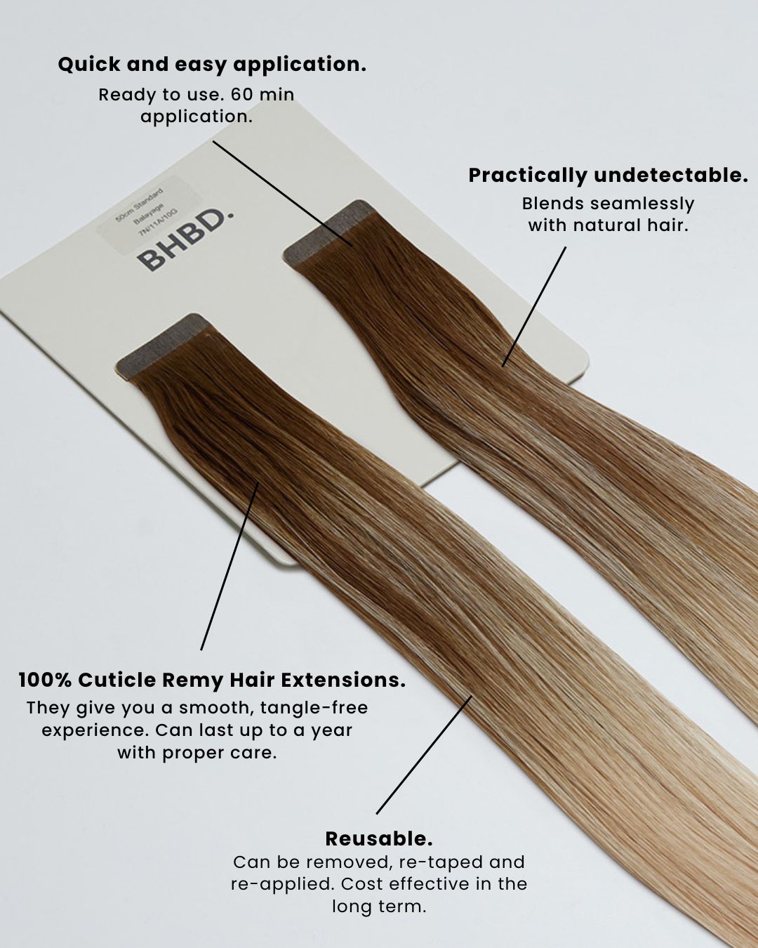 BHBD Tape Extensions 4N/8N tape hår 12-pk brun balayage