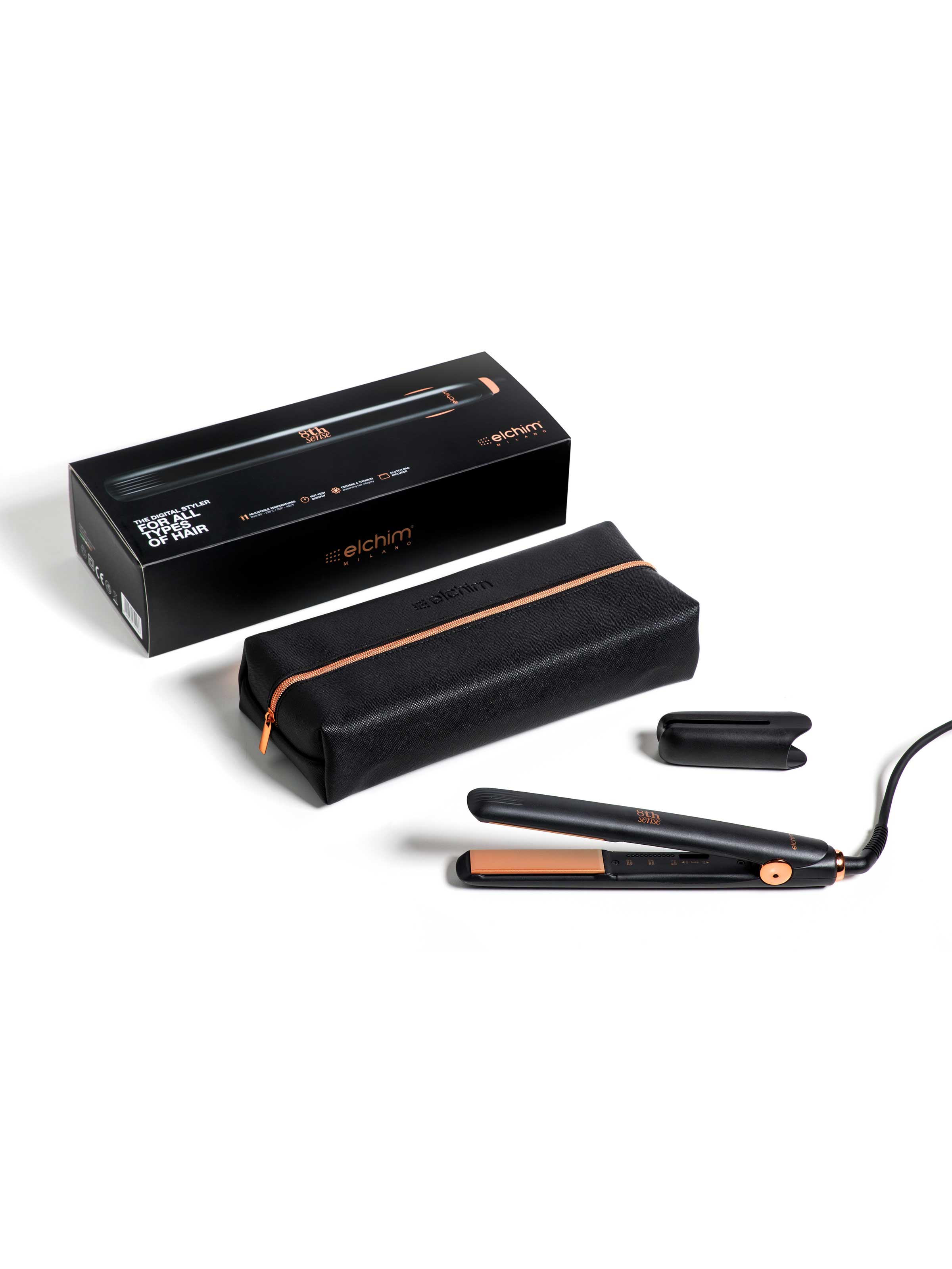 Elchim 8th Sense Styler rettetang keramikk titan 235 grader